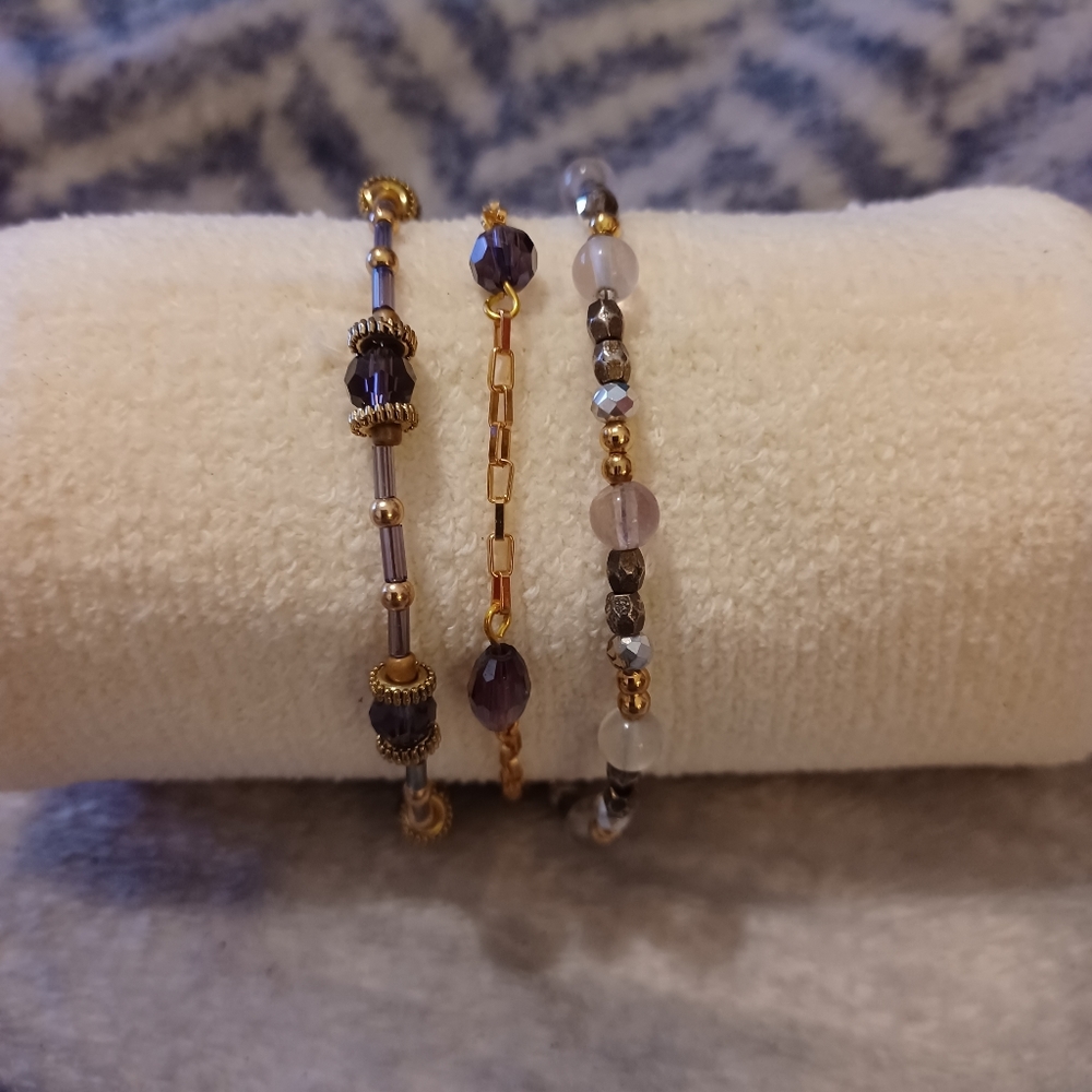 Glass & Metal Bracelet Trio